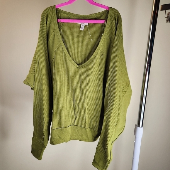 Free People NWT Santa Clara Thermal In Ferngully Green Size XSmall - Picture 3 of 14